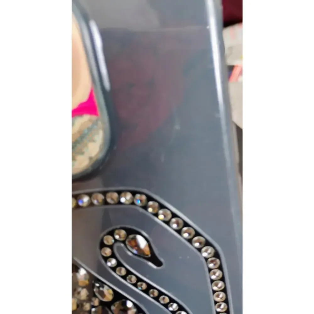 Swarovski Signum For iPhone 14 Pro Max. Iconic Swan Logo, silver-shade Crystals